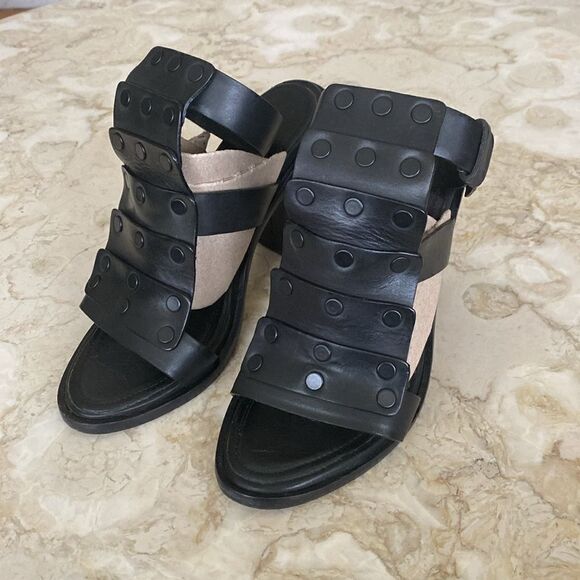 Rag & Bone Deane Leather T-Strap Sandals Stacked Heel - Picture 6 of 16